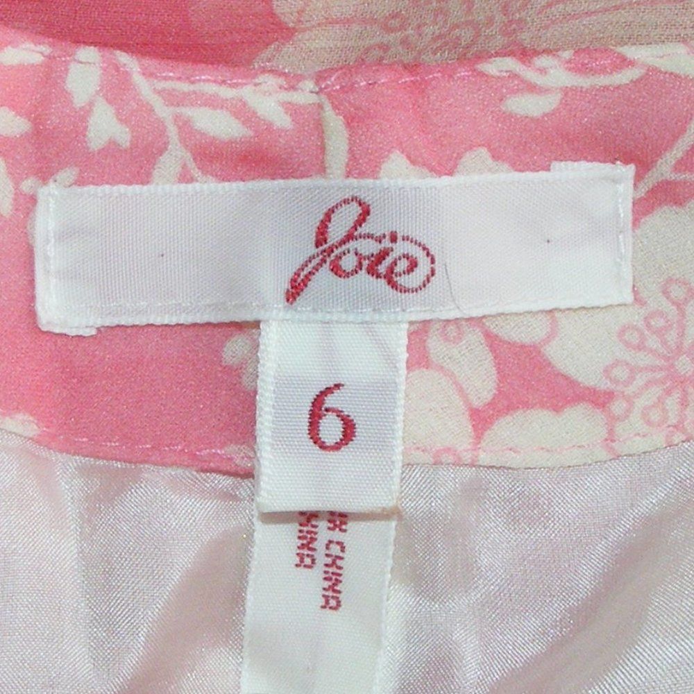 JOIE Silk Skirt, 6, Pink Floral, Sash belt, Ruffle, Side Zipper - Picture 9 of 11